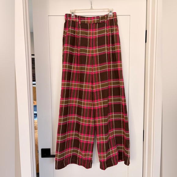 Dressed in LALA Plaid Wide-Leg Pants Pink and Brown - Picture 4 of 5